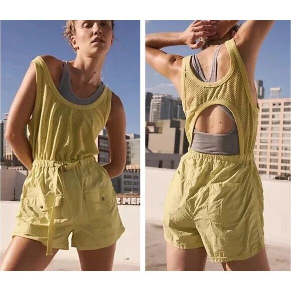 Free People Movement OB1633197 Women's Sz M Green Pacific Coast Hike Romper - Picture 8 of 8